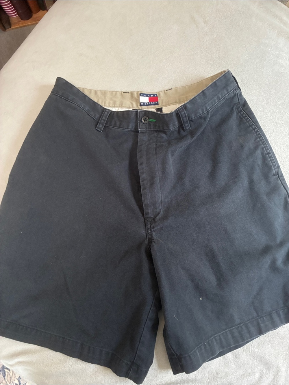 Tommy Hilfiger Men's Dark Navy Flat Front Cotton Shorts